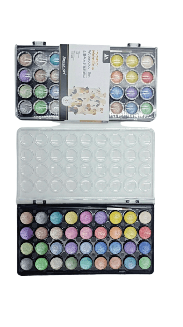 Color Semi-Dry Metallic Watercolor Plastic Box Set
